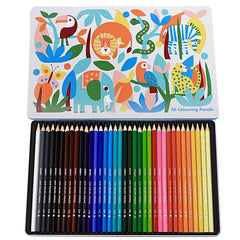 Wild Wonders Animal Set of 36 Colouring Pencils in a Tin