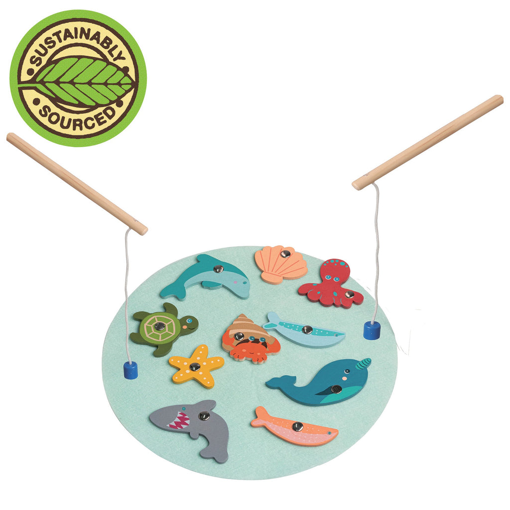 Wooden Magnetic Fishing Game in a Bag