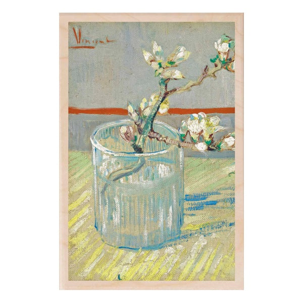 Van Gogh Sprig of Flowering Almond Wooden Postcard