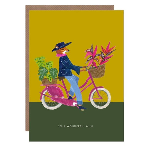 Fox On Bike Wonderful Mum Card