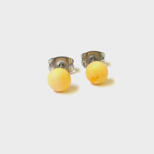 Frosted Lemon Mini Stud Earrings