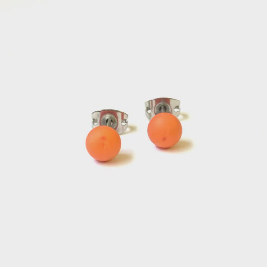 Frosted Tiger Orange Mini Stud Earrings
