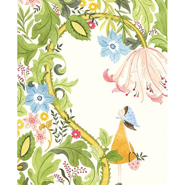 Girl with Basket and Flowers Card