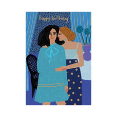 Girls Couple Happy Birthday Card