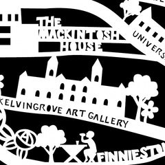 Lasercut A4 Glasgow Map - White on Black
