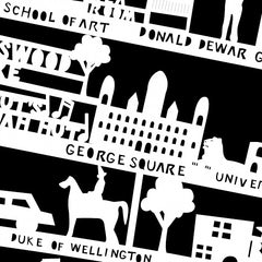 Lasercut A4 Glasgow Map - White on Black