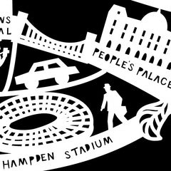 Lasercut A4 Glasgow Map - White on Black