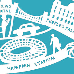 Lasercut A4 Glasgow Map - White on Blue