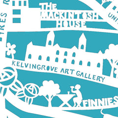 Lasercut A4 Glasgow Map - White on Blue