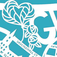 Lasercut A4 Glasgow Map - White on Blue