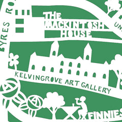 Lasercut A4 Glasgow Map - White on Green