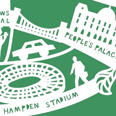Lasercut A4 Glasgow Map - White on Green