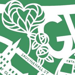 Lasercut A4 Glasgow Map - White on Green