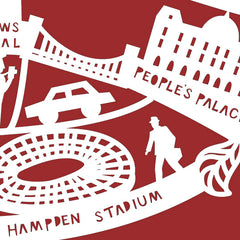 Lasercut A4 Glasgow Map - White on Red