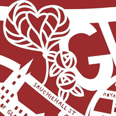 Lasercut A4 Glasgow Map - White on Red