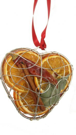 Dried Fruit Hanging Heart Decoration - Silver