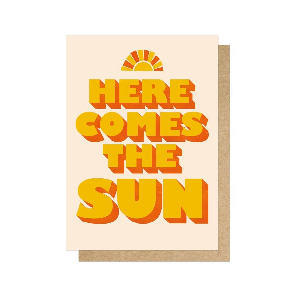 Here Comes The Sun Block Letters Card