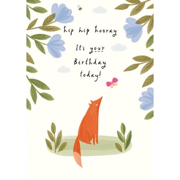 Hip Hip Hooray Fox Birthday Card