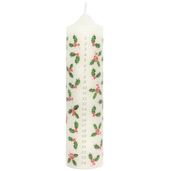 Botanical Holly Pillar Advent Candle