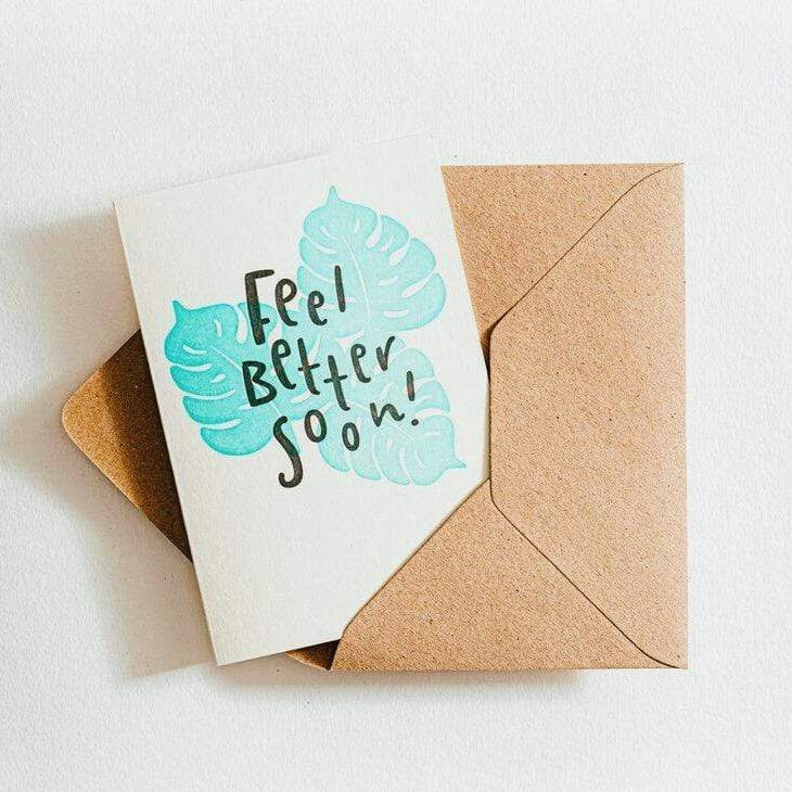 Feel Better Soon Leaf Letterpress Card