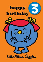 Little Miss Age 3 Badge Birthday Card