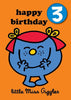 Little Miss Age 3 Badge Birthday Card