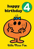 Little Miss Age 4 Badge Birthday Card
