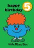 Little Miss Age 5 Badge Birthday Card