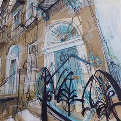 Railings West End Edinburgh Card by Lucy Jonesl