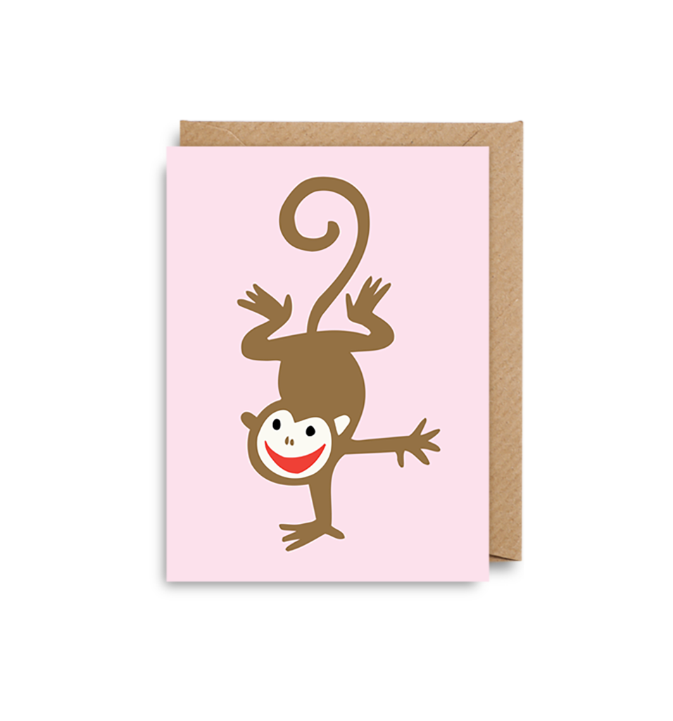 Brown and Pink Monkey Mini Card