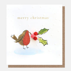 Mini Pom Merry Christmas Robin