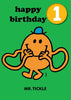 Mr Men Age 1 Badge Birthday Card