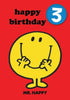Mr Men Age 3 Badge Birthday Card