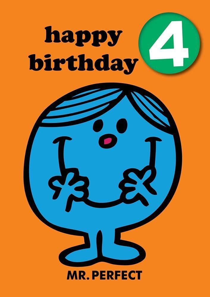 Mr Men Age 4 Badge Birthday Card