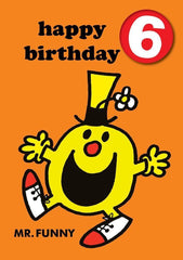 Mr Men Age 6 Badge Birthday Card