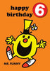 Mr Men Age 6 Badge Birthday Card
