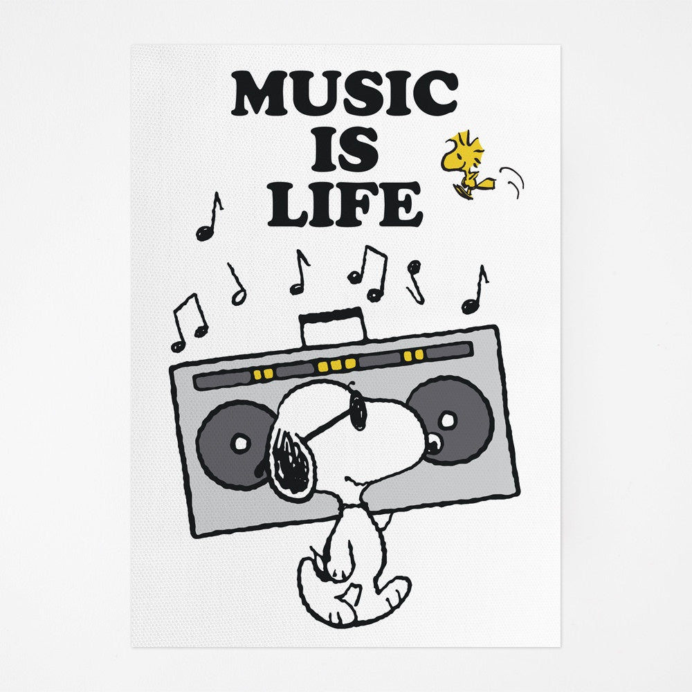 Music Is Life Snoopy Tea Towel