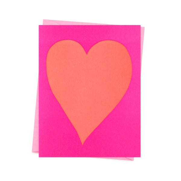 Neon Orange Heart Card