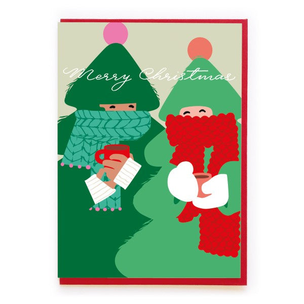 Cosy Christmas Tree Friends Card
