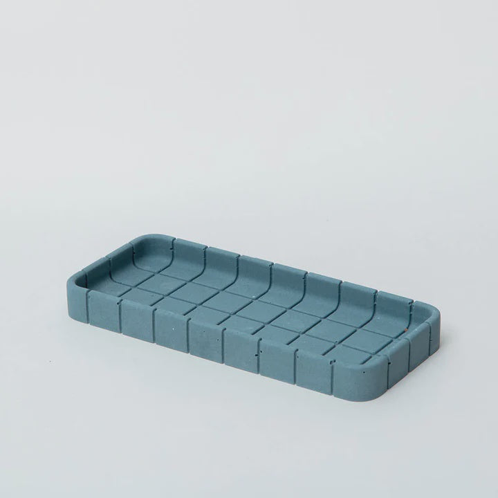 Tile Oblong Tray Steel Blue