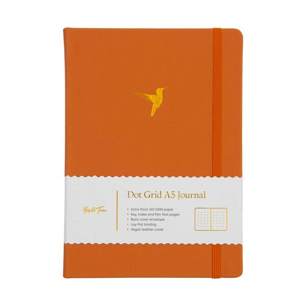 Burnt Orange Hummingbird A5 Dot Grid Journal