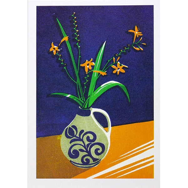 Crocosmia Linocut Card