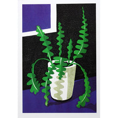 Fishbone Cactus Linocut Card