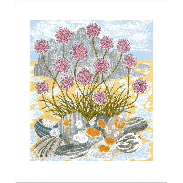 Sea Pinks and Pebbles Card