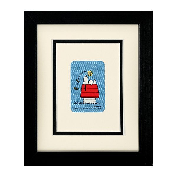Snoopy with a Sunflower Framed Mounted Playing Card