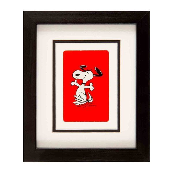 Snoopy Jumping Framed Mounted Playing Card