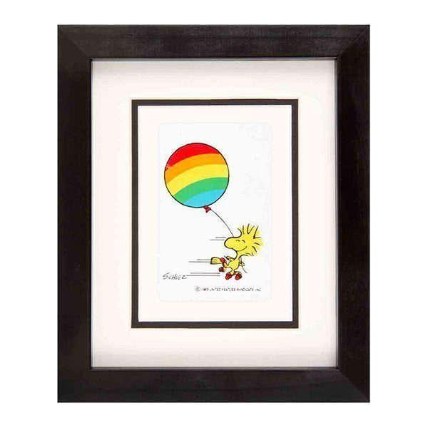 Woodstock Rollerblading with Ballon Framed Mounted Playing Card