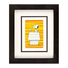 Snoopy & Woodstock On House Framed Mounted Playing Card