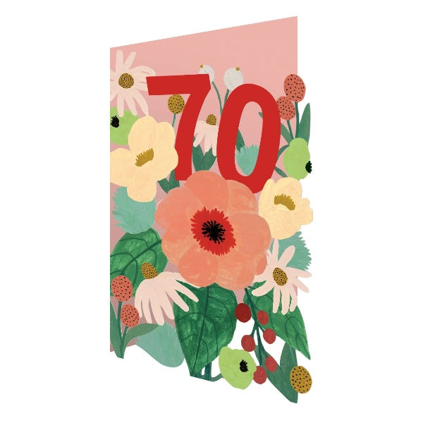 Age 70 Flowers Lasercut Card