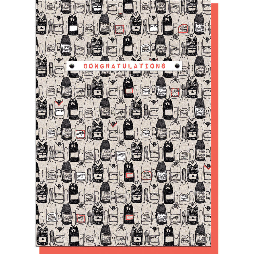 Congratulations Card - Champagne Bottles